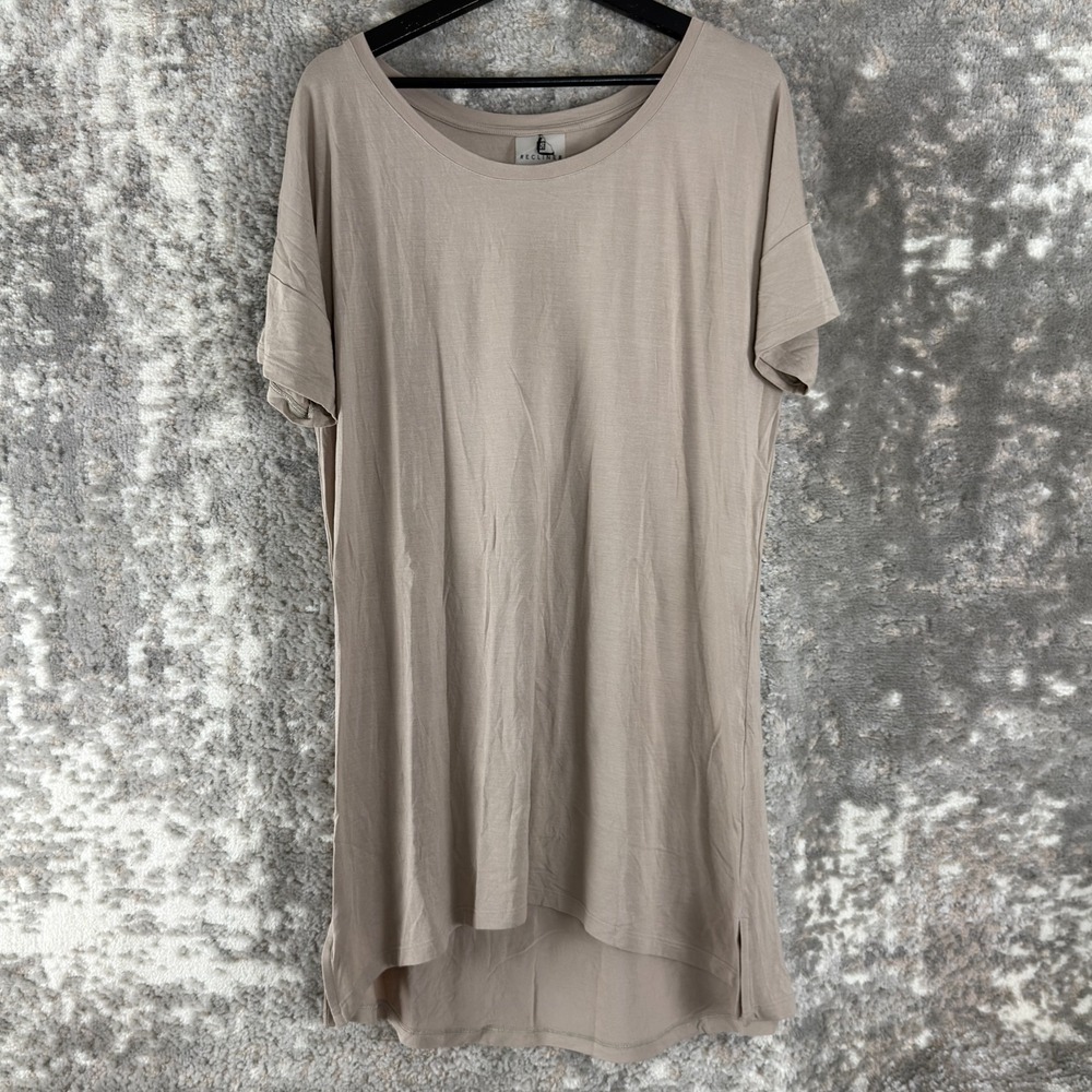 Recliner Size S Minimalist Mini‎ Tunic Shirt Dress Gray Short Sleeve Pullover